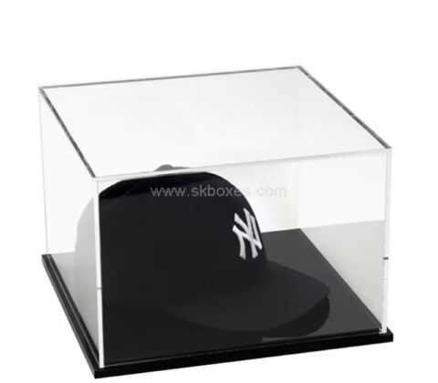 Custom acrylic hat display box with base