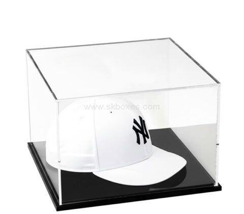 Custom acrylic baseball cap display box with base