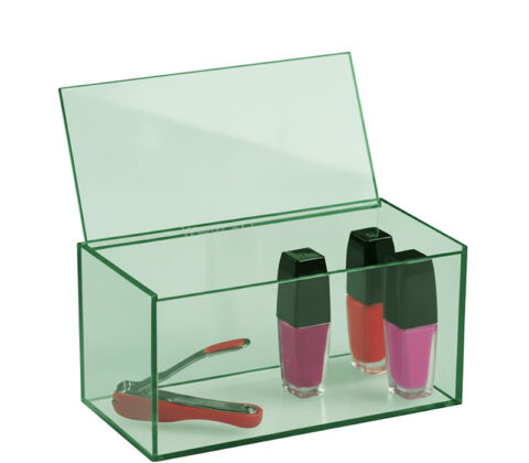 Custom acrylic storage box with hinged lid