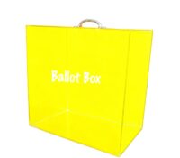 Custom acrylic ballot box with metal handle BBS-883 Custom acrylic ballot box with metal handle