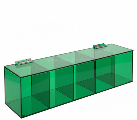Custom acrylic 5 dividers candy display box with lid