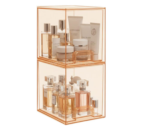 Custom acrylic stackable skincare organizer drawers