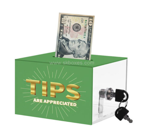 Custom acrylic tip cash box for bartender