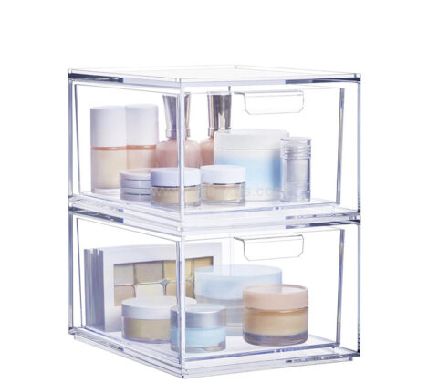 Custom acrylic stackable skincare storage drawers