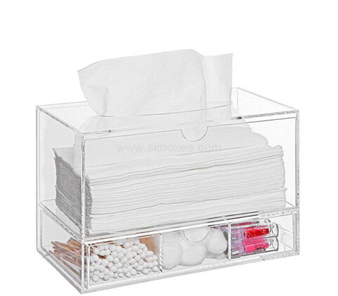 Custom acrylic tissue dispenser with drawer