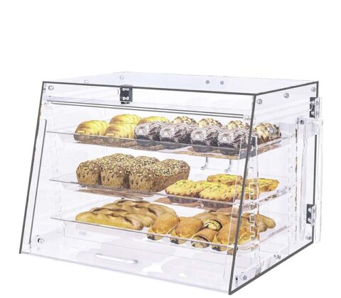 Custom acrylic bakeries 3 tiers bread display case
