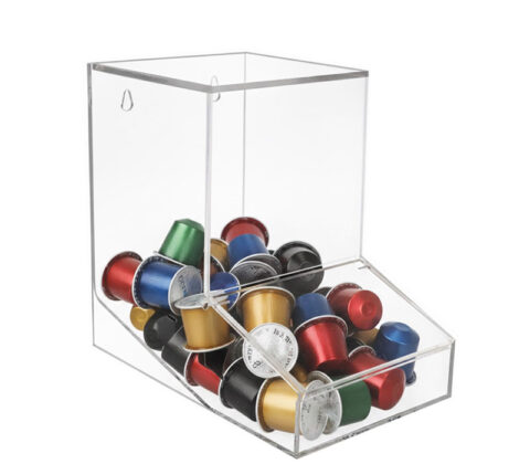 Custom acrylic wall coffee pod dispenser