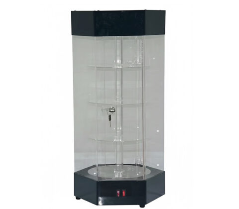Custom acrylic hexagon lockable LED display cabinet