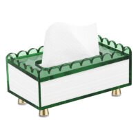 Custom acrylic scalloped tissue box with gold legs BTB-369 Custom acrylic scalloped tissue box with gold legs