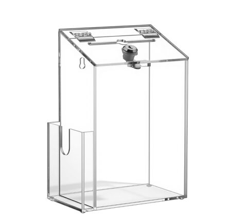 Custom acrylic wall ballot box with flyer holder