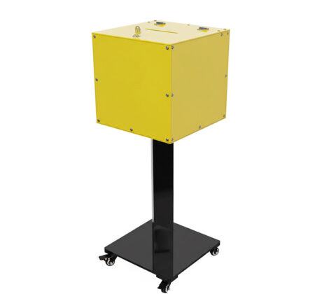 Custom acrylic election box with wheels stand