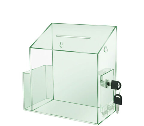 Custom acrylic wall election box with flyer holder