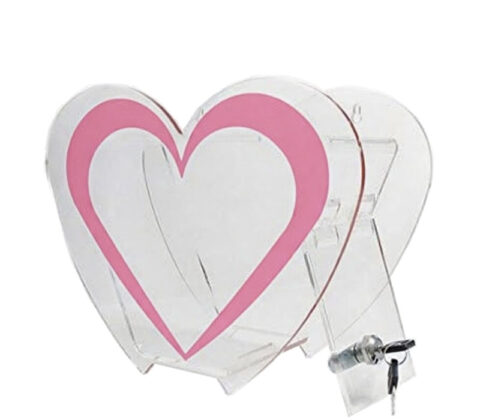 Custom acrylic heart shaped charity box