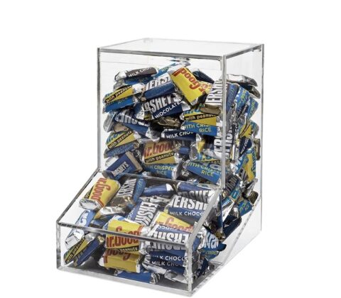 Custom acrylic treats dispenser countertop with lid