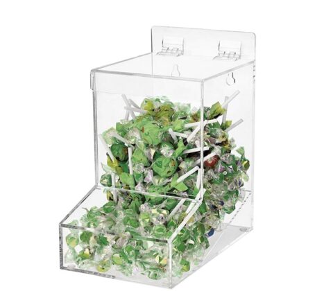 Custom acrylic wall candy dispenser countertop with lid