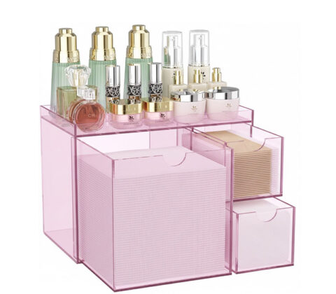 Custom acrylic cotton pads organizer with drawers