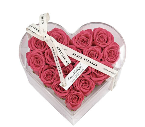 Custom acrylic heart shaped flower gift box