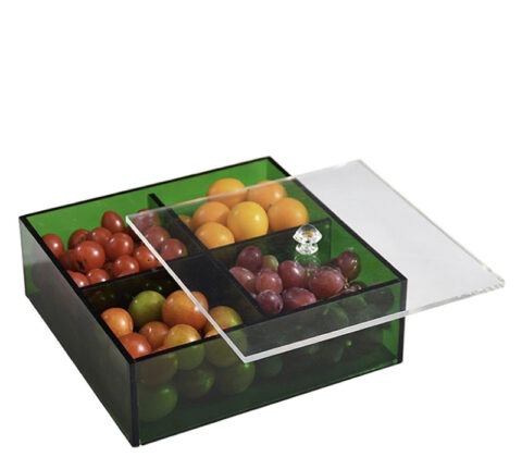 Custom acrylic fruit storage box with divider & lid