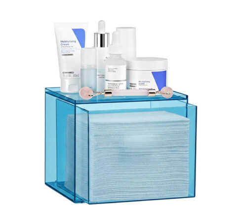 Custom acrylic facial towel drawer for with storage holder