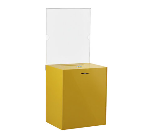 Custom plexiglass ballot box with sign holder