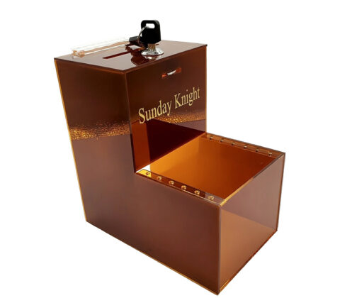Custom acrylic L shape donation box
