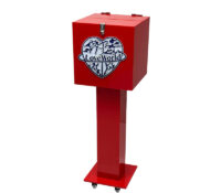 Custom acrylic floor standing donation box with wheels BDB-433 Custom acrylic floor standing donation box with wheels
