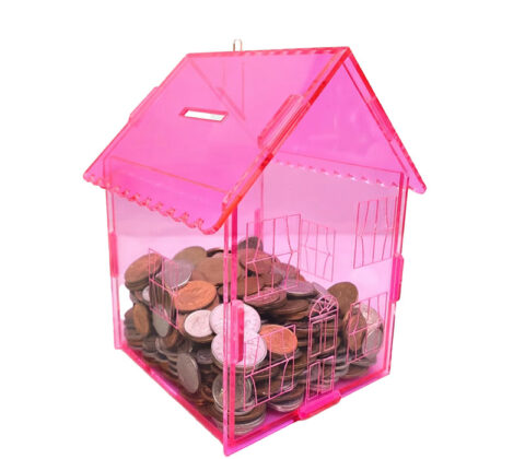 Custom acrylic house shape coin box