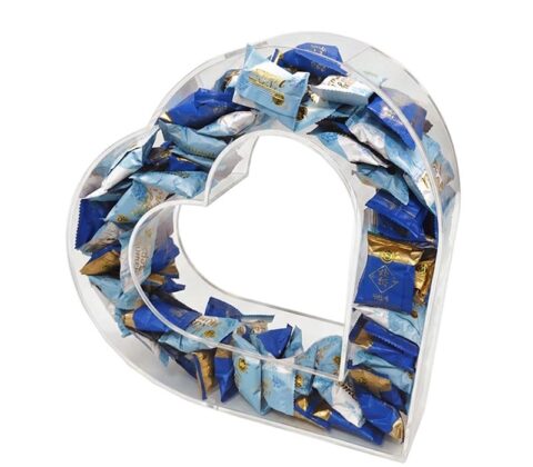 Custom acrylic heart shaped snack sweet box