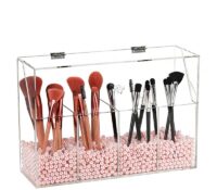 Custom acrylic 4 sections makeup brushes storage box BMB-351 Custom acrylic 4 sections makeup brushes storage box