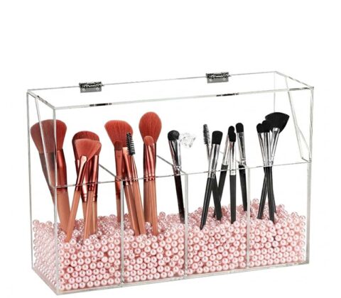 Custom acrylic 4 sections makeup brushes storage box