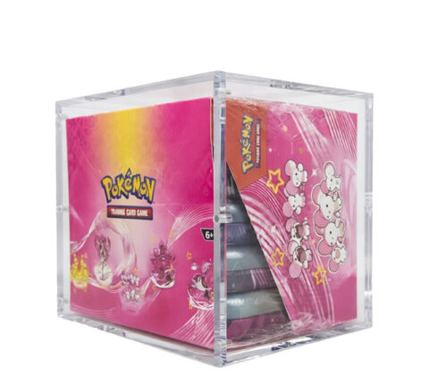 Custom acrylic pokemon card display box with magnetic lid