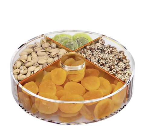 Custom acrylic 4 sections snack storage box