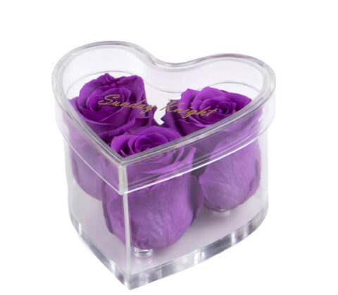 Custom acrylic heart shaped flower box with lid