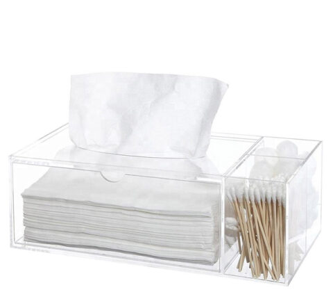 Custom acrylic tissue & cotton swab box