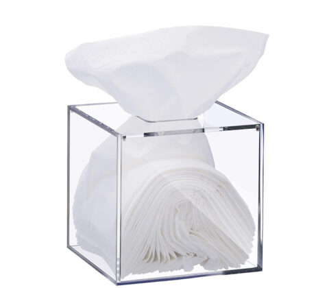 Custom acrylic square facial tissue box holder