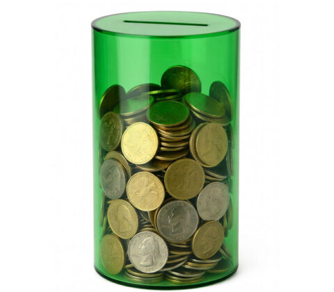 Custom acrylic round break-to-open coin piggy box