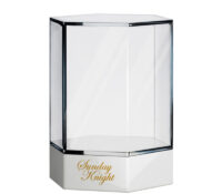 Custom acrylic hexagon showcase with white base BDC-2531 Custom acrylic hexagon showcase with white base