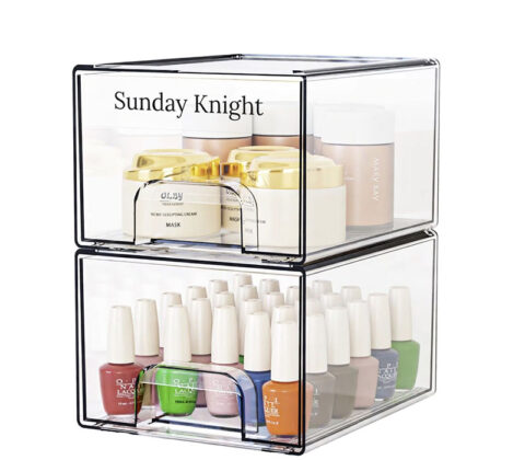 Custom plexiglass stackable makeup drawers box