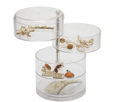 Custom plexiglass 4 tiers rotating skincare cosmetics organizer box