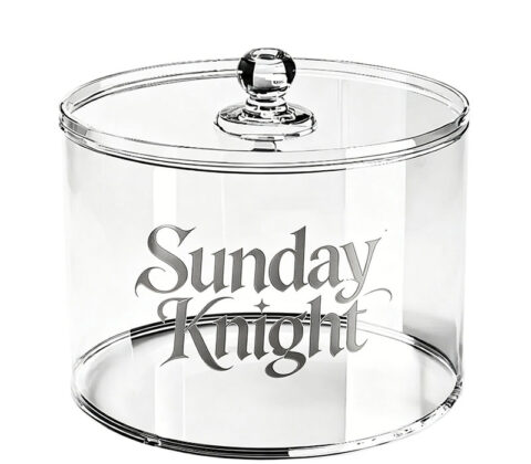 Custom acrylic round storage bin with lid