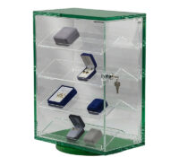 Custom acrylic 4-shelf rotating jewelry display case BDC-2535 Custom acrylic 4-shelf rotating jewelry display case