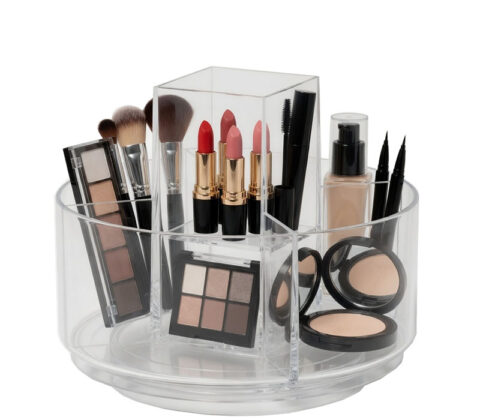 Custom plexiglass multi divider rotating cosmetics skincare holder