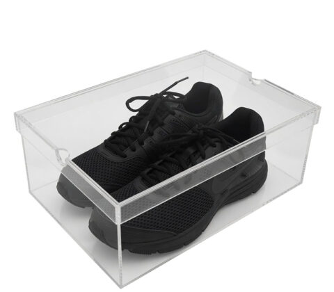 Custom plexiglass shoe storage box with lid
