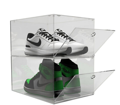 Custom plexiglass shoe stackable storage box