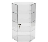 Custom acrylic 4 tiers hexagon lockable storage cabinet BSC-272 Custom acrylic 4 tiers hexagon lockable storage cabinet
