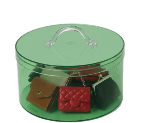Custom round acrylic bags organizer bin