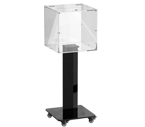 Custom plexiglass election box with stand & wheels