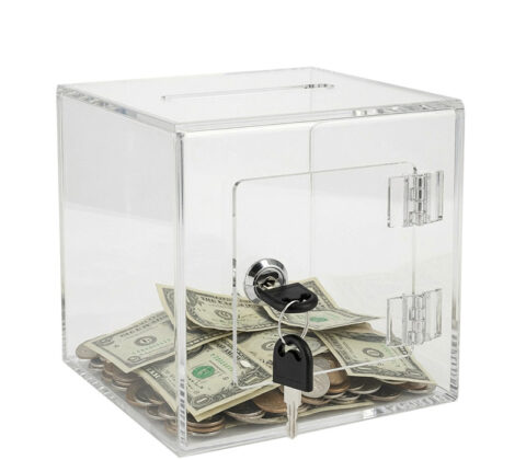 Custom acrylic money collection container