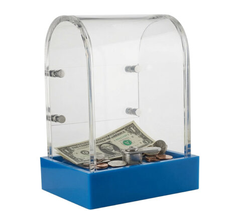 Custom top arched acrylic charity box
