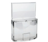 Custom acrylic charity box with brochure & sign holder BDB-454 Custom acrylic charity box with brochure & sign holder